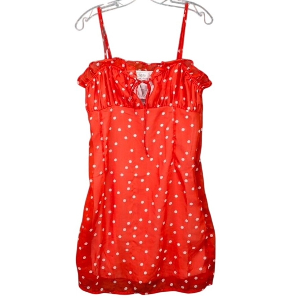 Jolie & Joy Mini Dress Women's Red Polka Dot Babydoll Boho Christmas Size L NWOT
